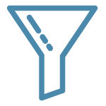 Icono de un embudo que representa la cción de filtrar.